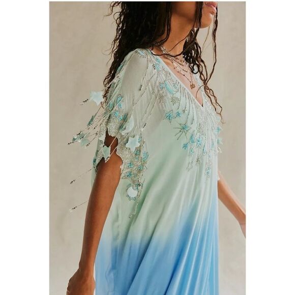 Free People Esme Embellished Maxi Dress Stars Celestial/ size XS - Picture 4 of 9